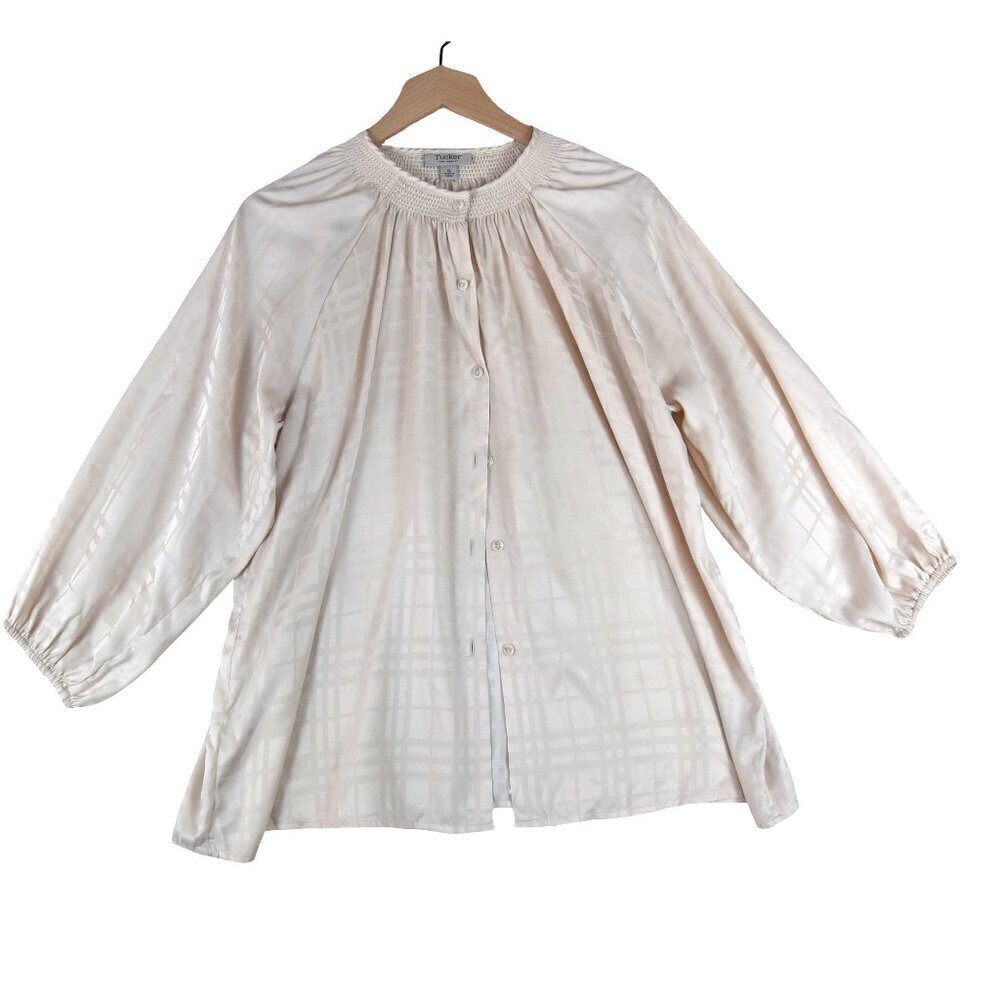 Tucker for Target XL Cream Blouse Romantic Poetcore Minimalist Satin Sheen